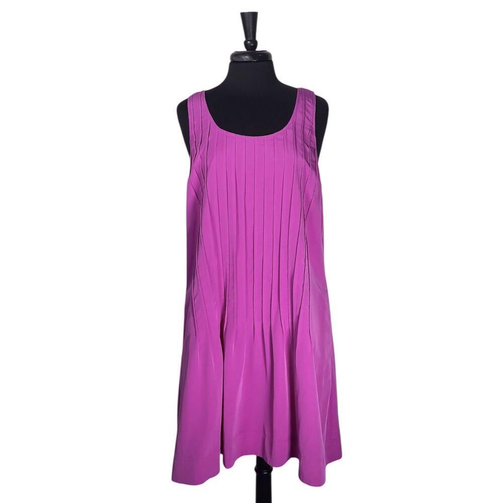 Ralph Lauren Women's Dress Purple Pleated A-Line Pockets Sleeveless Shift Sz 12
